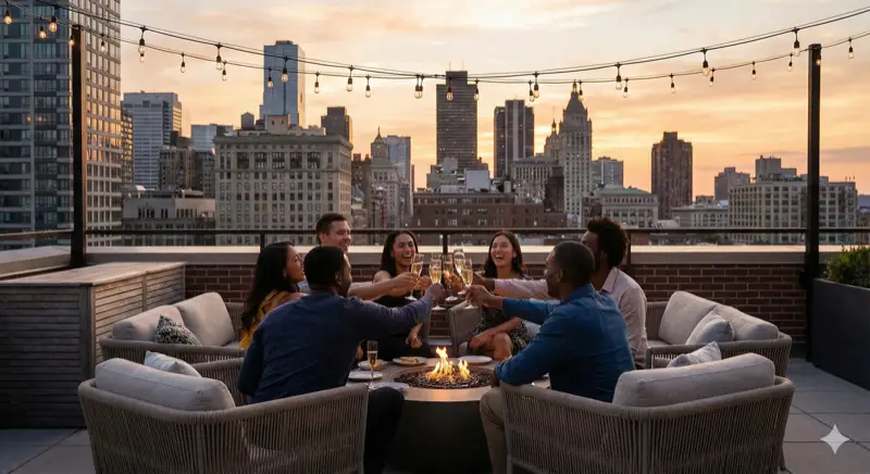 Friends on rooftop