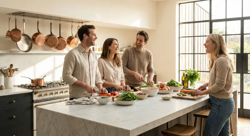 Friends preparing brunch